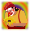 Smiling Clown With Sunflower Clip Art
